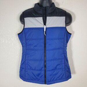 Cbuk By Cutter & Buck Womens Puffer Vest Medium Blue & Gray Colorblock